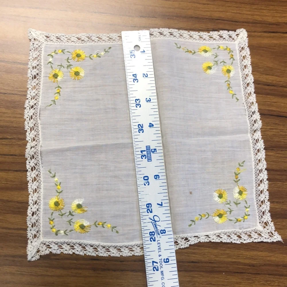 Vintage White & Yellow Handkerchief or Pocket Square